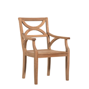 Chaise de salle à manger simple en teck massif avec dossier en forme de croissant et structure robuste à emboîtement - Product Image 1