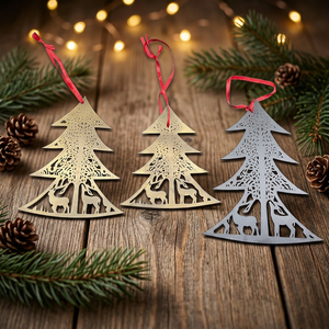 High Quality Golden Christmas <b>Tree</b> Metal <b>Ornament</b> for Decorations UV Printed Wholesale Rate-for Xmas Hanging <b>Ornament</b> - Product Image 6