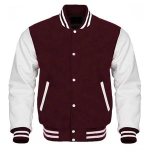 College Baseball Team <b>Jacket</b> 100% Cotton Wool-Lined Slim Fit Winter Style <b>Sheepskin</b> Trim Breathable for College Students - Product Image 1