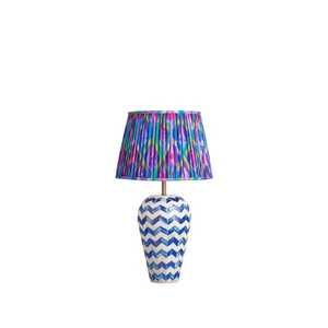 Handcrafted Blue Bone Inlay Table Lantern with Floral Pattern Luxury Tiered <b>Square</b> Decorative Bedside <b>Lamp</b> with Fabric <b>Shade</b> - Product Image 1