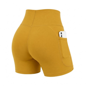 Shorts de sport taille haute pour femme, tricotés en Spandex, à compression, avec poches, idéaux pour le cyclisme, la gym, le yoga et la course à pied – Meilleures ventes - Product Image 1