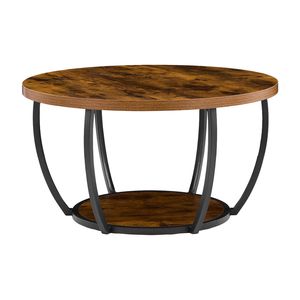 Tavolino Laterale Moderno Minimalista a 2 Livelli in Legno con Vano Portaoggetti Aperto e Robusta Struttura in Metallo - Product Image 3