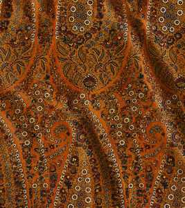 Premium Intricate Persian Paisley Rust-Orange Poly Chanderi <b>Fabric</b> Royal Persian Paisley Motif Poly Chanderi <b>Fabric</b> in Burnished - Product Image 3