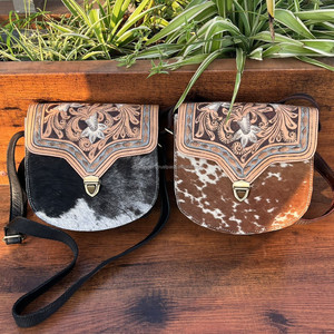 Western Handmade <b>Tooled</b> <b>Leather</b> Crossbody Purse Genuine Cowhide <b>Leather</b> Floral Women's High Quality Designer Unique Handbags - Product Image 3