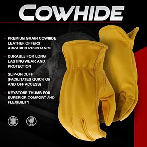 Premium Quality Grain Cowhide Leather Abrasion Resistant <b>Driver</b> Safety <b>Gloves</b> Hand Protection Custom Logo Driving Work <b>Gloves</b> - Product Image 5