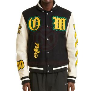 Logotipo personalizado de lana Chenille bordado High Street Baseball Letterman chaquetas para hombres Vintage manga de cuero en blanco invierno XL - Product Image 1