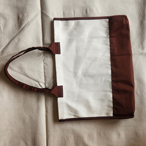 Large Canvas Tote Bag Cream With Brown Handles Shoulder Length Daily Shopping Bag - Product Image 4