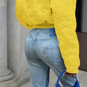 Veste matelassée courte Sigma Gamma Rho pour femme, avec étoiles en relief, chaude pour l'hiver, manteau matelassé court, veste de mode personnalisée pour équipe - Product Image 6