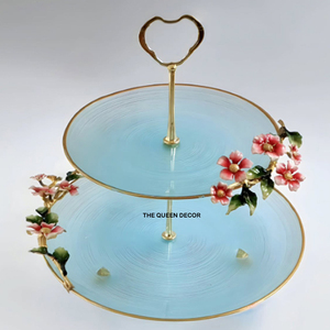 Soporte de Pastel Decorativo de 2 Niveles, Estilo Moderno, de Aluminio, en Forma de Corazón, Plateado, Molde de Resina Epoxi, Adorno de Cocina - Product Image 2