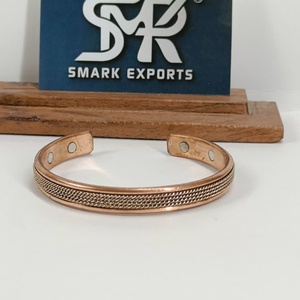 Elegant Metal Craft Magnetic Copper Cuff <b>Bangle</b> Fine Braided Mesh Chain Design Adjustable Open Bracelet Handmade Lightweight - Product Image 1