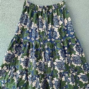 Casual Elastic Waist Breathable and Sustainable Indian <b>Floral</b> Cotton <b>Skirt</b> Hand Block Print Nonwoven Weaving Method - Product Image 1