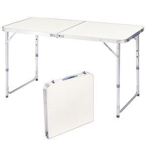 Table pliante multifonctionnelle portable de 4 pieds, 120 x 60 x 70 cm, blanche, pour usages multiples - Product Image 1