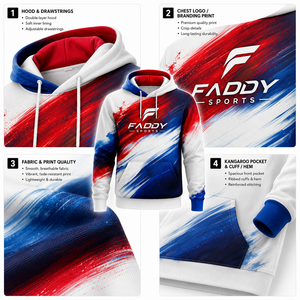 เสื้อฮู้ดดี้ผู้ชายแบบสั่งทำพิเศษ พิมพ์ลายแบบ Sublimation มีกระเป๋าแบบจิงโจ้ แบรนด์ส่วนตัว เสื้อฮู้ดดี้กีฬาพรีเมียม ออกแบบเองได้ - Product Image 3