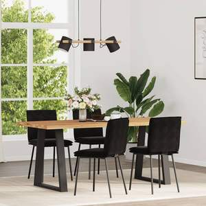 Set di 4 sedie da pranzo in velluto nero con struttura in metallo e compensato, eleganti e resistenti - Product Image 1