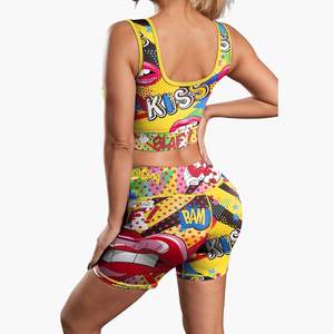 Ensemble de sport 2 pièces pour femme : soutien-gorge de sport dos croisé et short taille élastique uni, séchage rapide, haute qualité, vente en gros personnalisée - Product Image 6