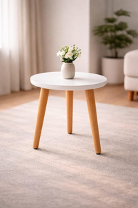 Table pliante en bois vintage élégante, plateau rond, bois massif, table d'appoint portable, meubles rustiques pour la maison, table de chevet - Product Image 4