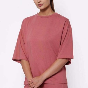 Camiseta Extra Grande de Cuello Redondo para Mujer, Color Sólido, Manga Corta, Corte Regular, 100% Algodón Jersey, Transpirable, Ecológica, Informal, Verano - Product Image 3