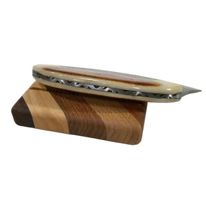 Couteaux Ulu professionnels en acier Damas forgé à la main, avec manche en bois, lames fixes OEM. - Product Image 4
