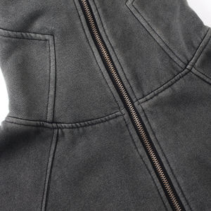 Sudadera con capucha personalizada con diseño de máscara, hombros caídos, estilo vintage, lavado ácido intenso, cremallera completa, fabricación de alta calidad - Product Image 4