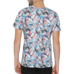 T-shirt d'été coloré à sublimation imprimé feuilles tropicales pour hommes, de haute qualité, à séchage rapide, à manches courtes et style streetwear - Product Image 2