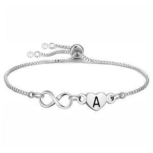 925 Sterling Silver Heart <b>Infinity</b> Chain <b>Bracelet</b> for Women Romantic Everyday Wear Adjustable Dainty Charm Jewelry - Product Image 3