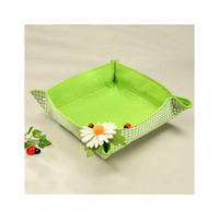Corbeille à pain en coton et lin de qualité alimentaire point de satin brodé 25x25cm carré retient la chaleur pâte douce lavable à manger