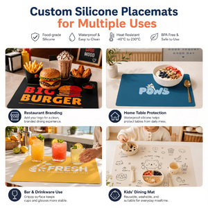 Custom Logo Dining <b>mat</b> Non Slip Reusable Heat Resistant <b>Silicone</b> Placemat for Restaurant Dining Supplies - Product Image 5