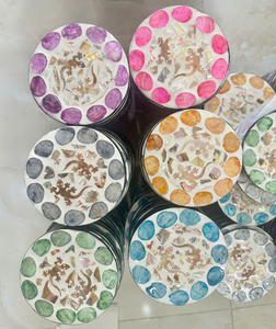 Posavasos redondos artesanales con incrustaciones de nácar, recipientes decorativos de mosaico de conchas con varios diseños de Vietnam - Product Image 4