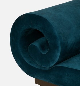 Chaise longue moderne en velours avec pieds coniques, design à dossier ouvert, style mid-century, mobilier de salon, siège confortable pour la sieste - Product Image 5