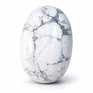 <b>Natural</b> White Oval Howlite Palm <b>Stone</b> 6 Cm Around Smooth Polished Healing Crystal Meditation Reiki Use Love Wholesale Supplier - Product Image 1