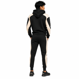 Men's Color Block Tracksuit Set 2PC Slim Zip Hoodie Contrast Panel <b>Cuffed</b> <b>Jogger</b> Pants Custom Streetwear Private Label Wholesale - Product Image 3