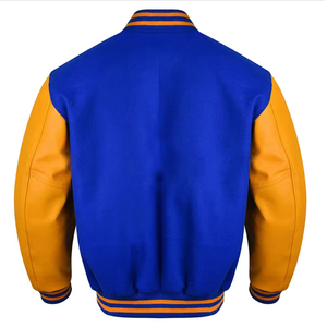 Custom Embroidered Geometric Logo Baseball Letterman Varsity Bomber Jacket with Stand Collar for <b>Men</b> Winter - Product Image 4