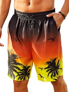 Shorts pour hommes à taille élastique, imprimé tropical, avec cordon de serrage, décontracté, pour la plage et les vacances d'été, coloré, léger, blanc, haut de gamme pour l'été et la plage - Product Image 6