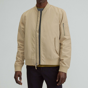 Chaqueta Bomber Caqui para Hombre, Color Sólido, Cierre de Cremallera, Cuello Alto, Estilo Casual para Otoño, Corte Regular, Poliéster, Algodón, Lona - Product Image 2