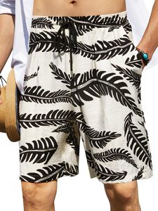 Shorts de plage pour hommes, imprimé denim, taille élastique, cordon de serrage, décontracté, pour les vacances, coloré, léger, blanc, pour la plage - Product Image 2