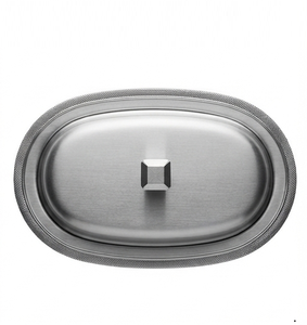 Plats de service modernes de haute qualité avec couvercle, plateau à fromage de cuisine, plat à beurre en métal argenté - Product Image 3