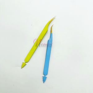 Pinzas de extensión de pestañas con recubrimiento en polvo, puntas chapadas en oro, herramientas y belleza de pestañas de alta demanda con nombre de marca personalizado - Product Image 3