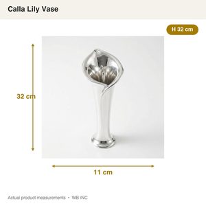 Jarrón de latón hecho a mano de 32 cm con acabado pulido espejo, diseño de lirio de cala plateado, para decoración del hogar, centros de mesa para hoteles y bodas - Product Image 5