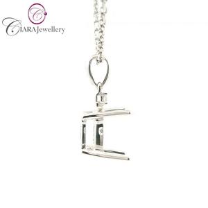 18K AU750 SIMPLE PLAIN OR BLANC AVEC MONTAGE PENDENTIF DE FORME OVALE EN DIAMANT NATUREL UNIQUE - Product Image 4