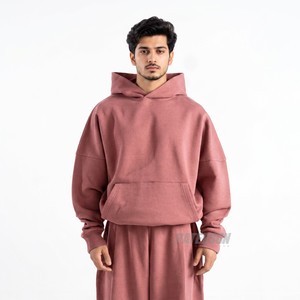 Sweat à capuche personnalisé en molleton de coton 350 GSM, coupe décontractée, épaules tombantes, pour les propriétaires de boutiques, style streetwear - Product Image 4