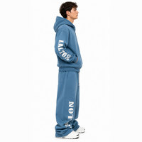 Ensemble survêtement et sweat à capuche en molleton 100 % coton, coupe ample, avec logo personnalisé effet vieilli, fermeture éclair intégrale, style jogging
