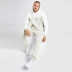 Survêtement à capuche uni de qualité supérieure pour hommes |   Survêtement de jogging Oatmeal Heather Arctic White |   Entraînement sportif urbain - Product Image 6