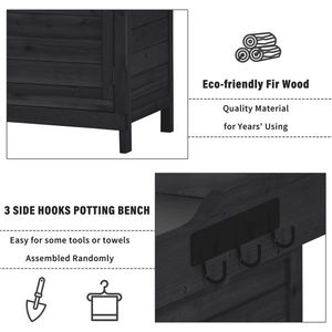 39\" Rustic Garden Potting Bench Table Outdoor Wood Workstation with Storage Cabinet Garden Shed 2 Tier <b>Shelves</b> Side <b>Hook</b> - Product Image 3