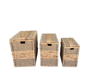 Ensemble de 3 paniers de rangement Hien Luong en jacinthe d'eau naturelle tressée à la main, style rustique, multifonction pour vêtements - Product Image 4