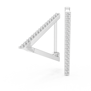 Pendientes de Barra Redondos Minimalistas de Oro Blanco de 10K con Diamantes, Edición Limitada Especial, Disponibles en 10K, 14K y 18K - Product Image 1