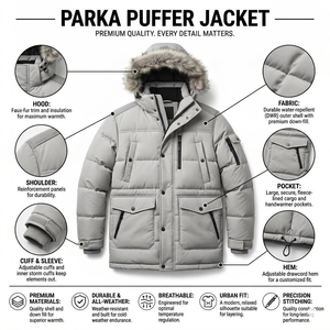 Blouson matelassé noir pour homme avec capuche amovible, coupe-vent, vêtement d'extérieur décontracté d'hiver, coupe régulière, design à patchs sur la manche gauche - Product Image 4