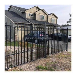 Clôture de jardin en acier Clôture métallique moderne en acier zingué Panneaux de clôture en acier à dessus plat en <span class=keywords><strong>fer</strong></span> <span class=keywords><strong>forgé</strong></span> de sécurité galvanisés en noir 6x8 - Product Image 5