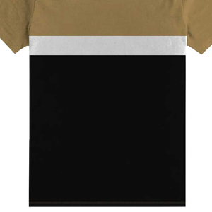 T-shirt pour homme à blocs de couleur, manches courtes, col rond, coupe classique, décontracté, tricoté, avec bordure contrastante, design uni, 100% coton, manches courtes - Product Image 3