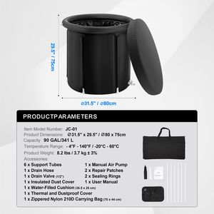 Vasca da Bagno Gonfiabile Portatile da 90 Galloni per Atleti, Terapia con Acqua Fredda all'Aperto, Piscina per Immersione, Recupero Rapido - Product Image 6