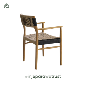 Nueva Silla de Comedor Minimalista Tapizada en Lino con Madera Natural y Combinación de Ratán para Uso en Exteriores de Hotel, Impermeable y Ecológica - Alan - Product Image 4